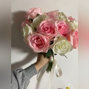 Pink and White Artificial Rose Bouquet